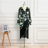 Puff sleeve printed fringed dress