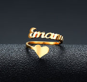 Customized Name Men Women Ring Personalized Love Heart Fashion Stainless Steel Rings Jewelry Valentine's Day Gifts