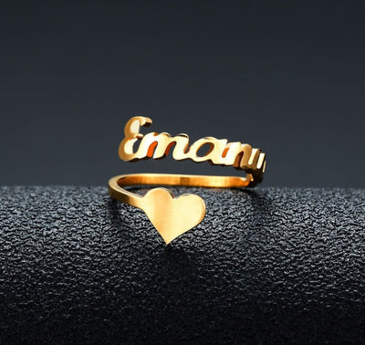 Customized Name Men Women Ring Personalized Love Heart Fashion Stainless Steel Rings Jewelry Valentine's Day Gifts