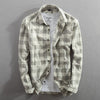 New Men's Shirt Cotton Washed Long-Sleeved Lapel Plaid Shirt Cotton Shirt Men
