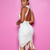 Sexy Wrap Bust Outback Beaded Fringe Sleeveless Knit Slip Dress