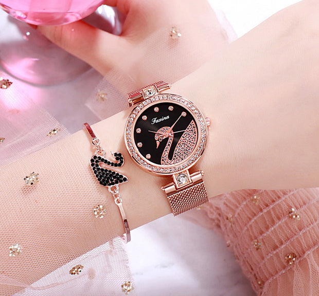 Fashion bracelet necklace ring ladies watch set