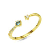 S925 silver zircon star and moon set ring