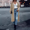 Knitted Pocket Cardigan Long Slit Loose Coat Sweater