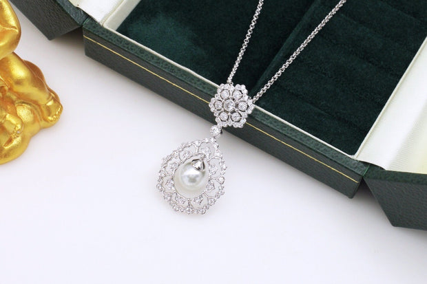 Light Luxury 925 Silver Shell Bead Pendant Necklace