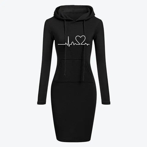 Autumn Winter Women Hoodies Sweatshirts Long-sleeved Dress Douson Odeh