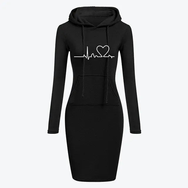 Autumn Winter Women Hoodies Sweatshirts Long-sleeved Dress Douson Odeh