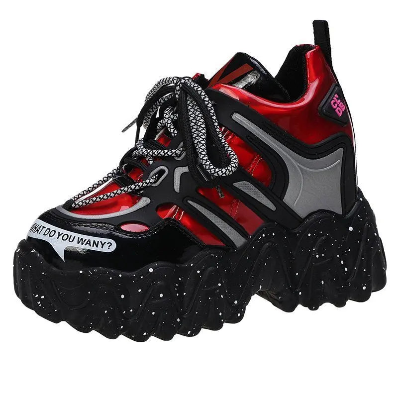 Women Chunky Sneakers Fashion Thick Bottom Lace Up Platform Shoes Douson Odeh