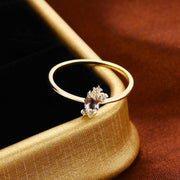 9K Gold Shaped Natural Energy White Crystal Zircon Ring Female
