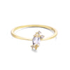 9K Gold Shaped Natural Energy White Crystal Zircon Ring Female