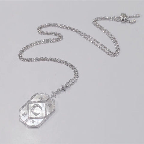 Xingyue Square Necklace Adjustable Length 925 Silver With Micro Diamonds