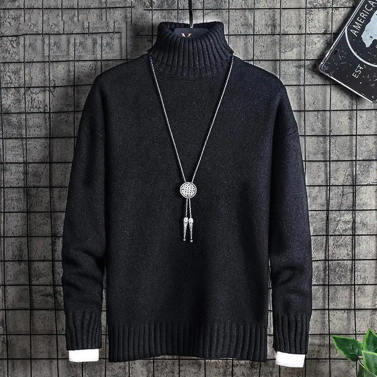 Turtleneck Sweater Men Plus Velvet Bottoming Shirt Douson Odeh
