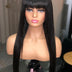 Brazilian Straight Black 100 Real Hair 30Inch Long Bangs Wig