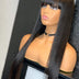 Brazilian Straight Black 100 Real Hair 30Inch Long Bangs Wig