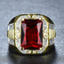 Copper Gilded Red Rectangular Large Zircon Ring Jewelry