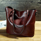 Simple Oil Wax Leather Messenger Shoulder Bags Women's High Capacity Portable Tote Bag