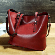 Simple Oil Wax Leather Messenger Shoulder Bags Women's High Capacity Portable Tote Bag