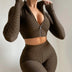 2 Pieces Women Yoga Set Workout Clothes Summer Famel Fitness Tracksuits Solid Color Zipper Tops And High Waist Shorts Douson Odeh