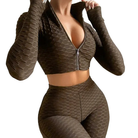 2 Pieces Women Yoga Set Workout Clothes Summer Famel Fitness Tracksuits Solid Color Zipper Tops And High Waist Shorts Douson Odeh
