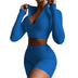 2 Pieces Women Yoga Set Workout Clothes Summer Famel Fitness Tracksuits Solid Color Zipper Tops And High Waist Shorts Douson Odeh