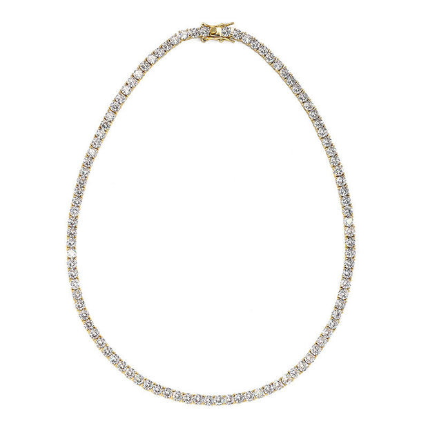 Amazon Europe and America popular micro zircon necklace single row 4mm-6mm men's hip hop 3-fork tennis chain