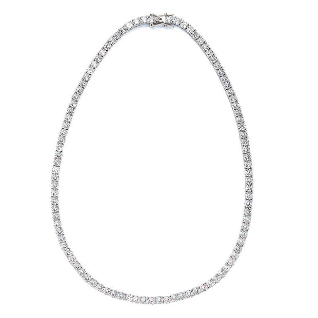 Amazon Europe and America popular micro zircon necklace single row 4mm-6mm men's hip hop 3-fork tennis chain