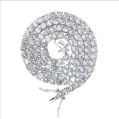 Amazon Europe and America popular micro zircon necklace single row 4mm-6mm men's hip hop 3-fork tennis chain