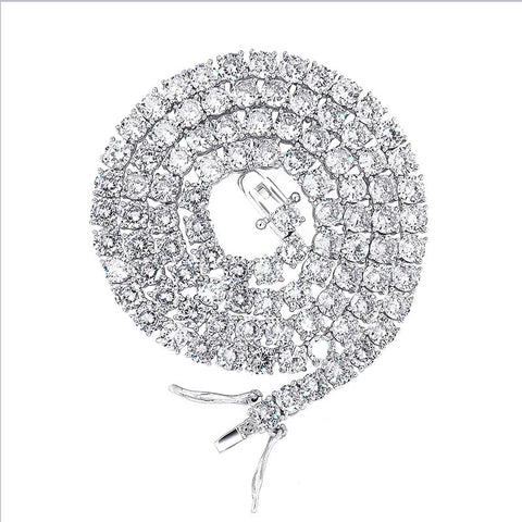 Amazon Europe and America popular micro zircon necklace single row 4mm-6mm men's hip hop 3-fork tennis chain
