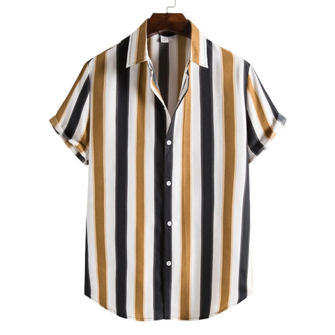 Shirt Printing Casual Men's Short-sleeved Shirt Lapel Top Men Douson Odeh