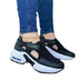 Large Size Thick Bottom Wedge Heel Velcro Casual Shoes Breathable Sneakers Women Douson Odeh