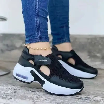 Large Size Thick Bottom Wedge Heel Velcro Casual Shoes Breathable Sneakers Women Douson Odeh