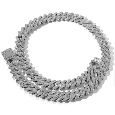 Men's Bar Cuban Necklace Hiphop Copper Set Zircon Necklace