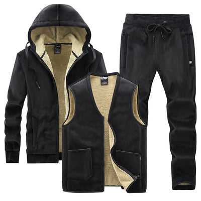 Middle-aged And Elderly Men's Fleece Thick Sports Suit