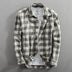 New Men's Shirt Cotton Washed Long-Sleeved Lapel Plaid Shirt Cotton Shirt Men Douson Odeh