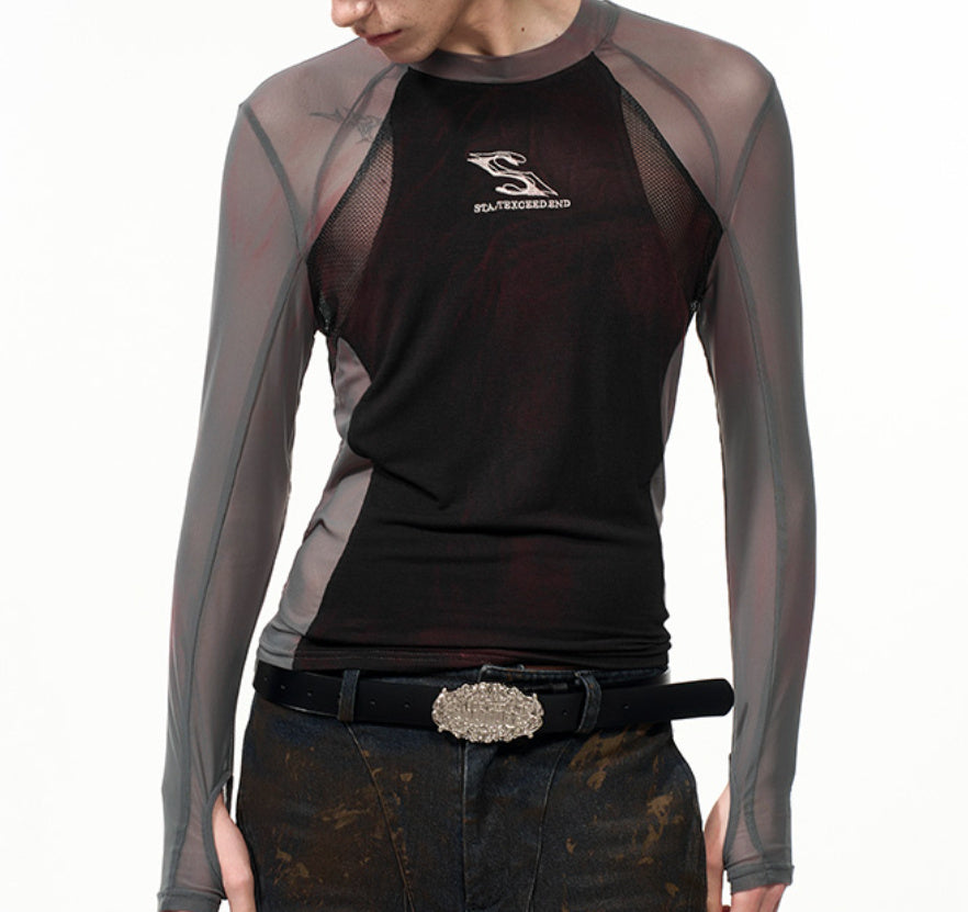 Tight Mesh Stitching Long Sleeves