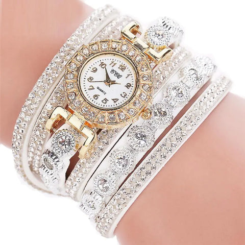 Relogio masculino Women Quartz Women PU Leather Rhinestone Watch Bracelet Watches Douson Odeh