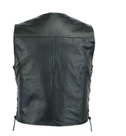 Men's Leather Waistcoat V-neck Single Breasted Side Zipper Lace Up Short Sleeveless Top