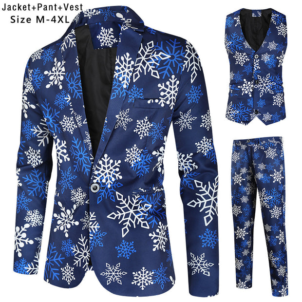 Men's Casual Printing Suit Vest Trouser Suit