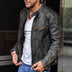 Fall Winter Men PU Leather Stand Collar Punk