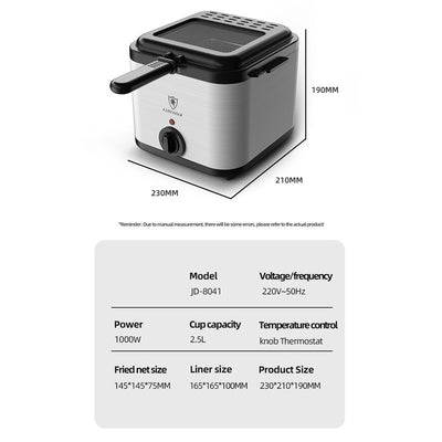 Electric air fryer skewer machine with specifications including power, size, and capacity.