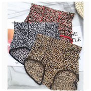 Belly Contracting Hip Lifting Sexy Seamless Leopard Print High Waist Soft Breathable Underwear For Women
