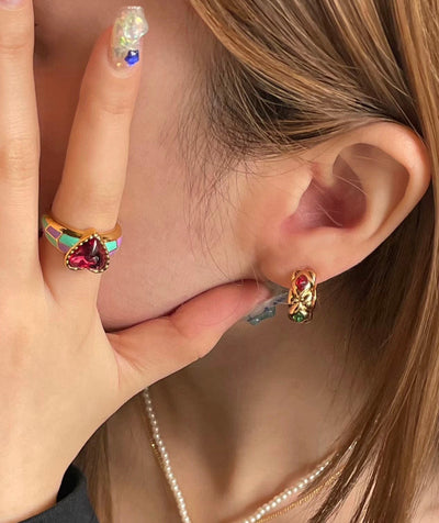Three Diamond Flowing Color Earrings Female Niche