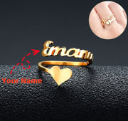 Customized Name Men Women Ring Personalized Love Heart Fashion Stainless Steel Rings Jewelry Valentine's Day Gifts