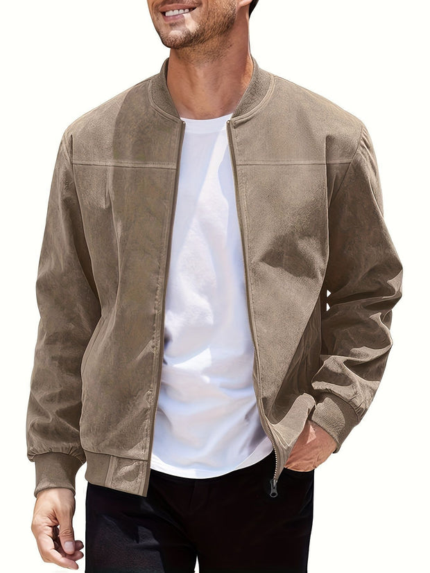 Men's Casual Plus Size Suede Zipper Men's Jacket