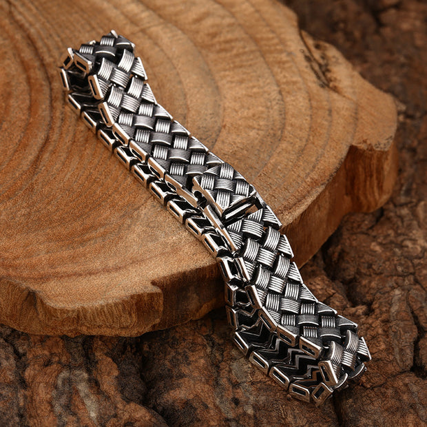 925 Sterling Silver Cross Woven Line Bracelet