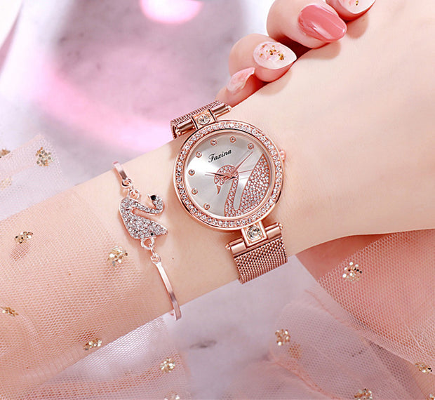 Fashion bracelet necklace ring ladies watch set