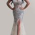 Gold Split V-neck Sleeveless Dress Gauzy Gown