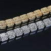 Full bar zircon square men's necklace
