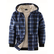 Men's Wool Plaid Hooded Jacket Outdoor Sportswear