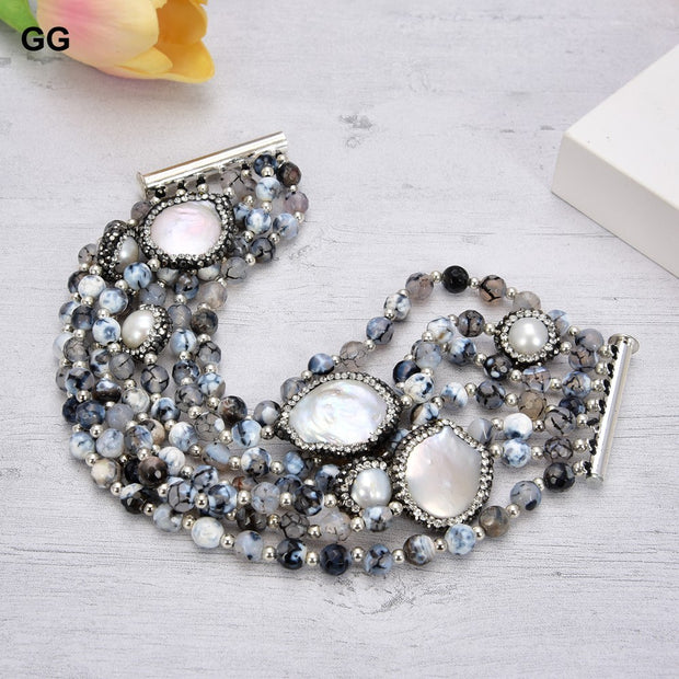 Round Agate Stone Women's Bracelet